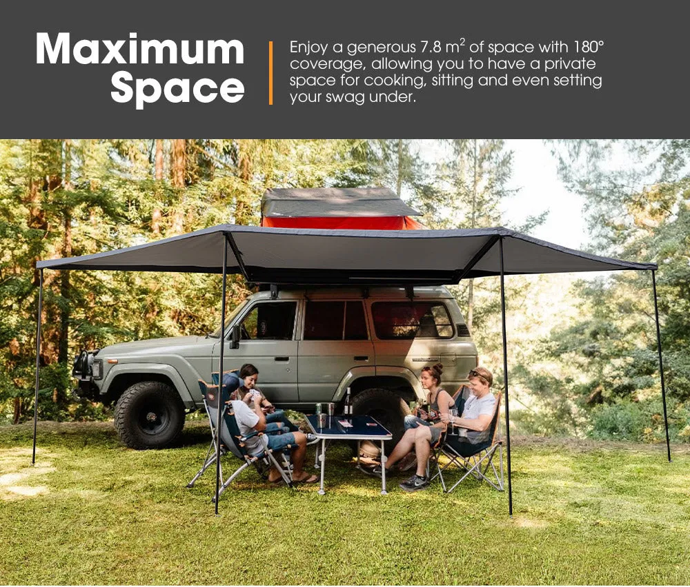 San Hima 180 Degree Free-Standing Awning 600D Double-Ripstop Oxford UPF50  4X4