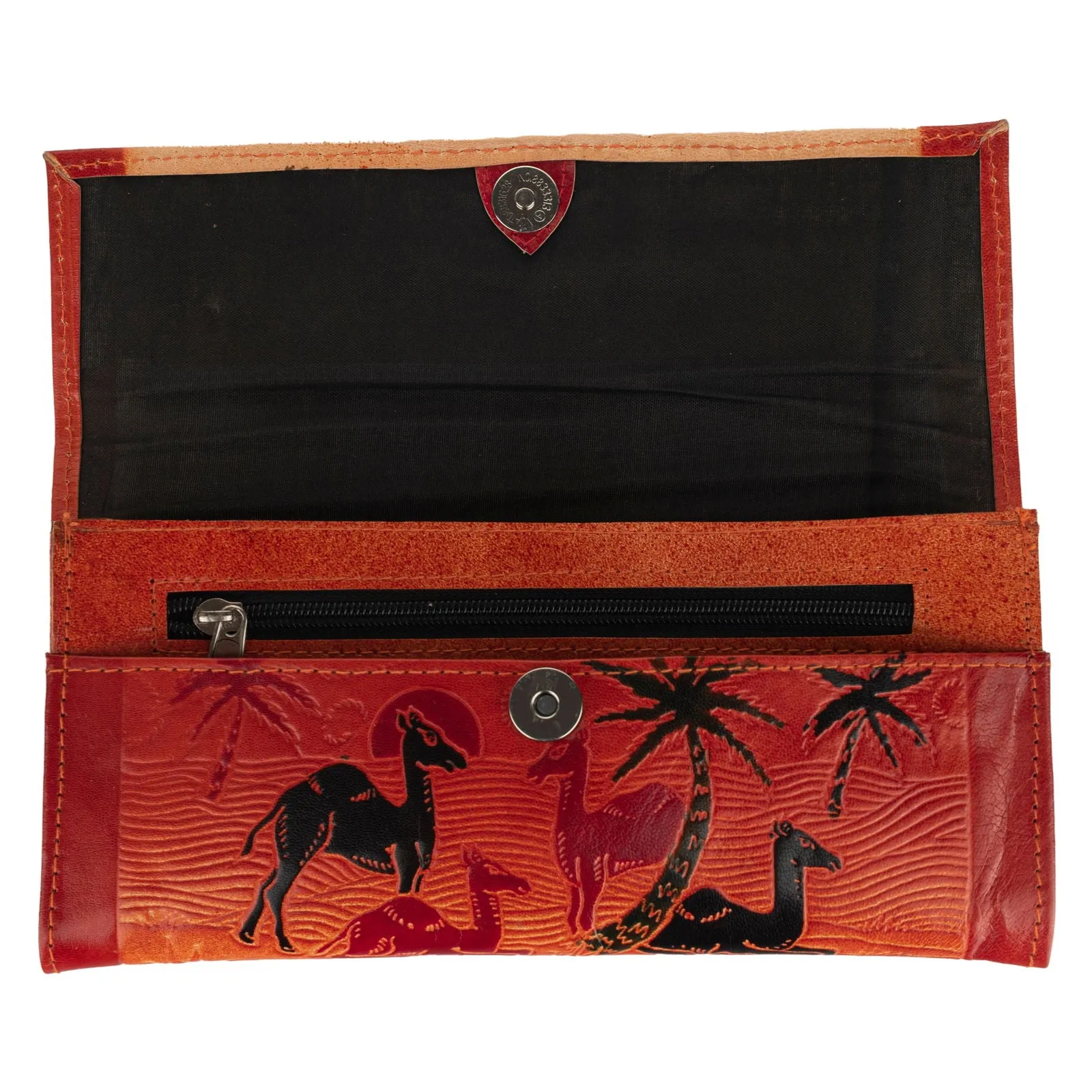 Shantiniketan Handcrafted Leather Large Clutch Bag with 4 Compartments – Stylish 10”x5” Design