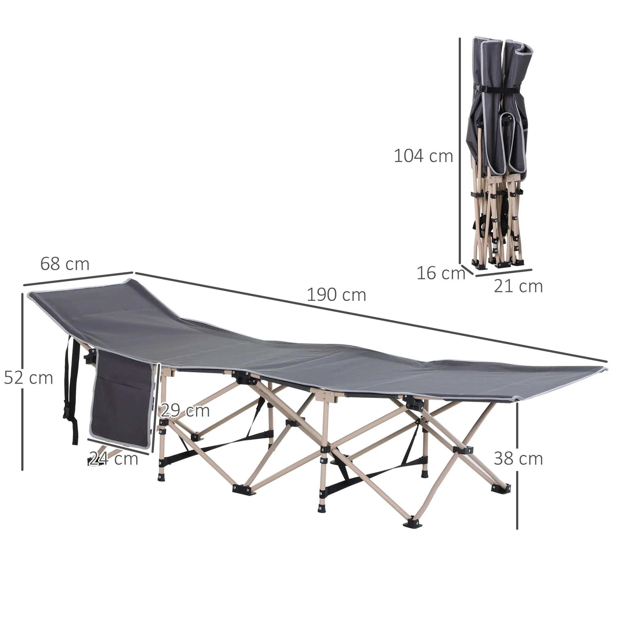 Single Person Folding Camping Cot Portable Camp Sleeping Bed With Carry Bag