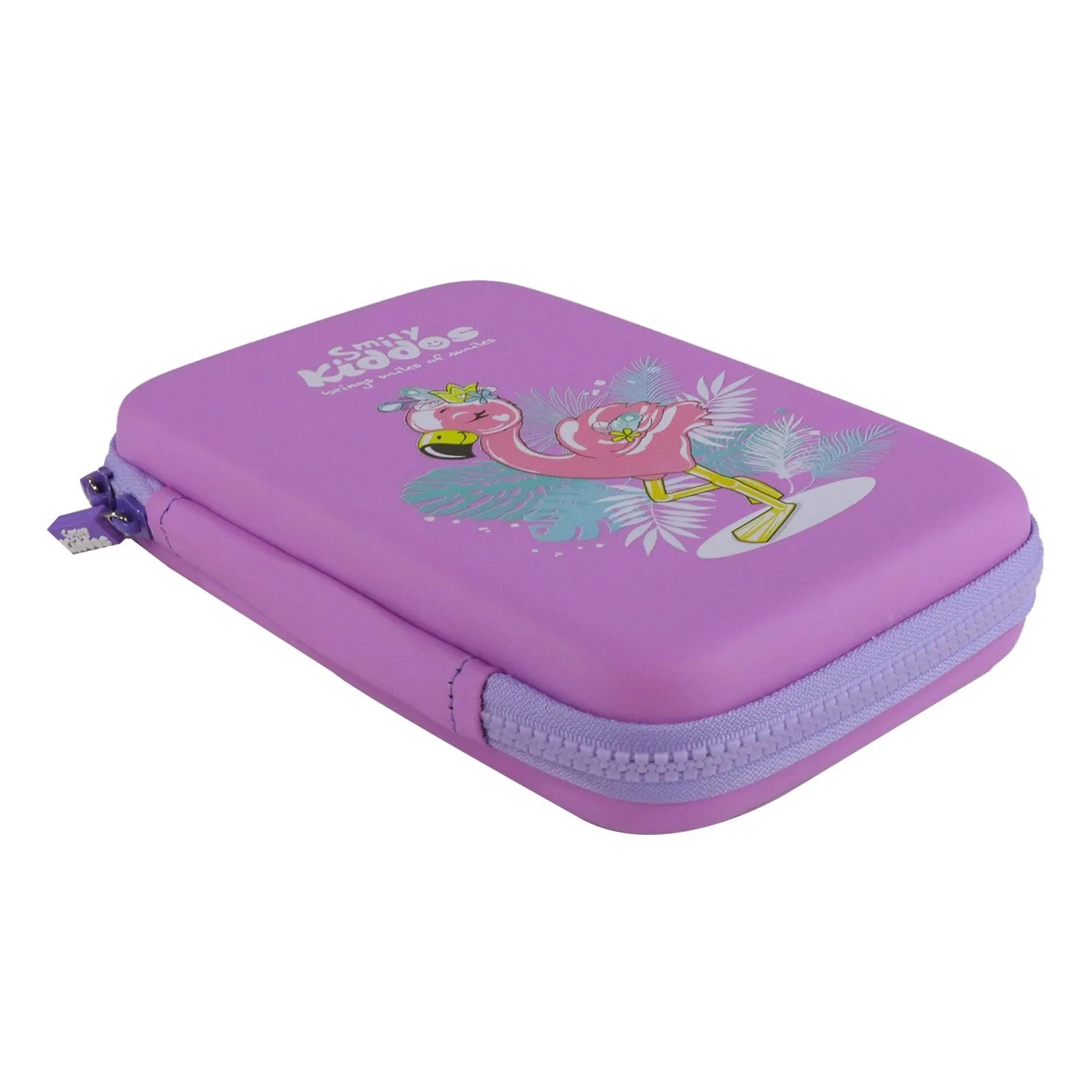 Smily Kiddos Single compartment Eva pencil case - Flamingo Theme purple