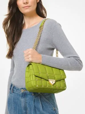 SoHo Large Studded Quilted Leather Shoulder Bag