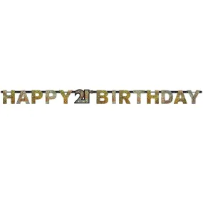 Sparkling Black Happy 21st Birthday Banner