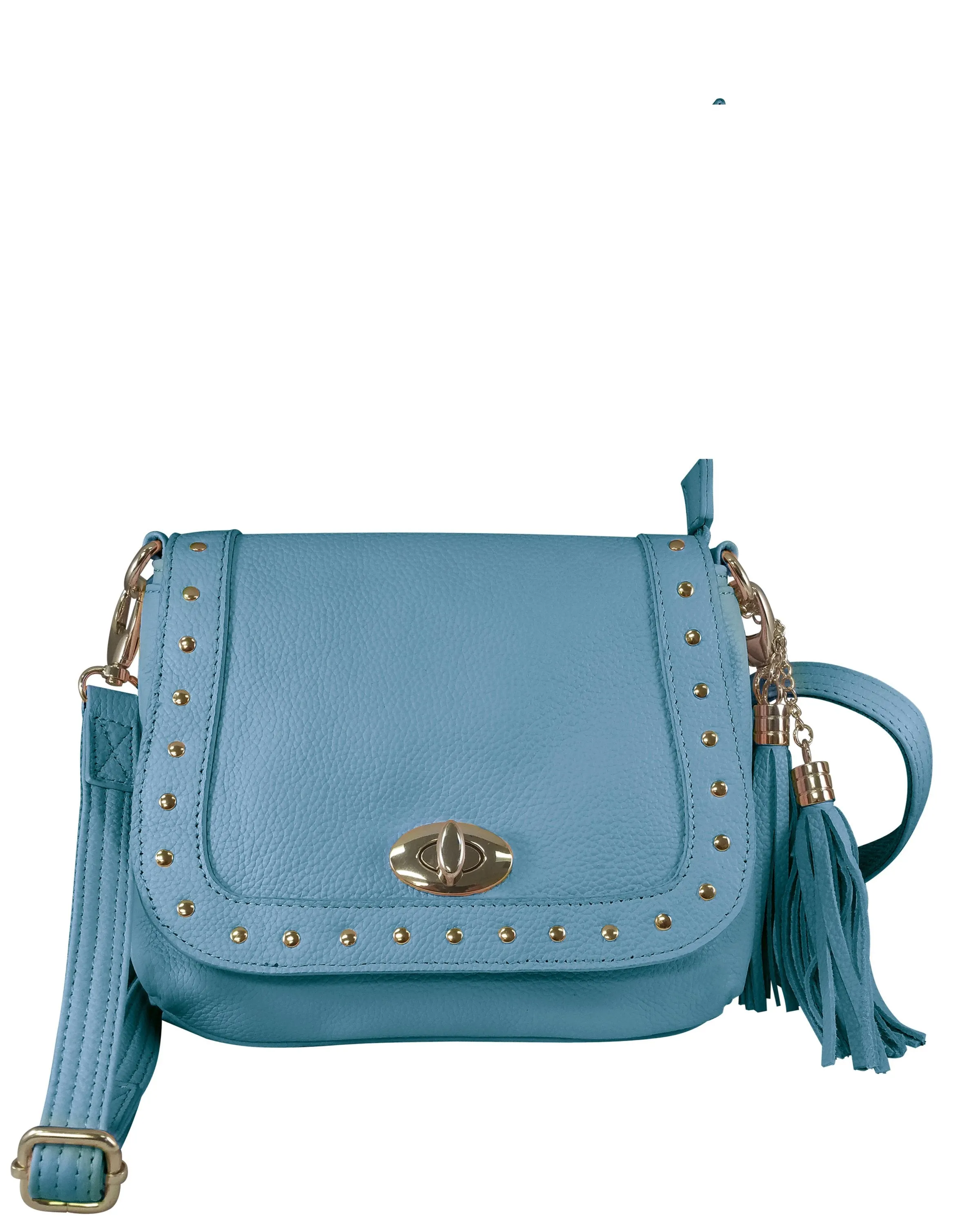 Studded Western Leather Concealment Bag (Colors: Pink or Blue)