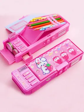 Study Buddy Pink Pencil Case With Buttons