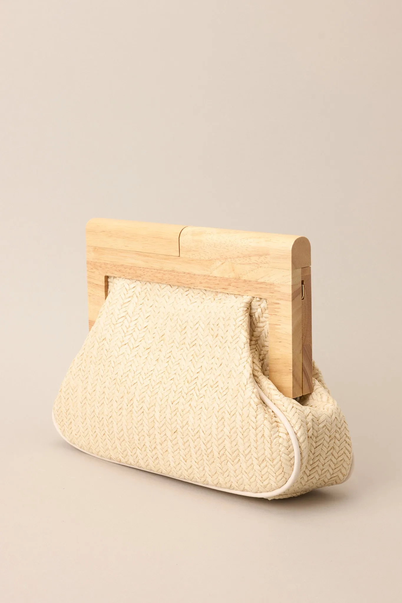 Sunbeam Ivory Wood Convertible Rattan Clutch