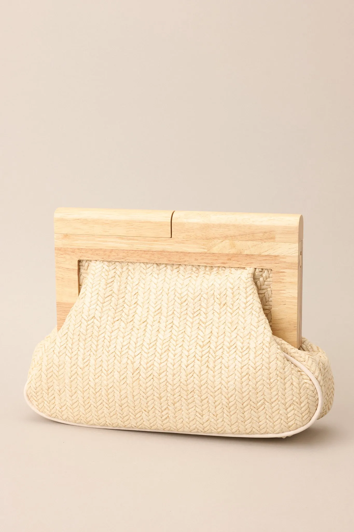 Sunbeam Ivory Wood Convertible Rattan Clutch