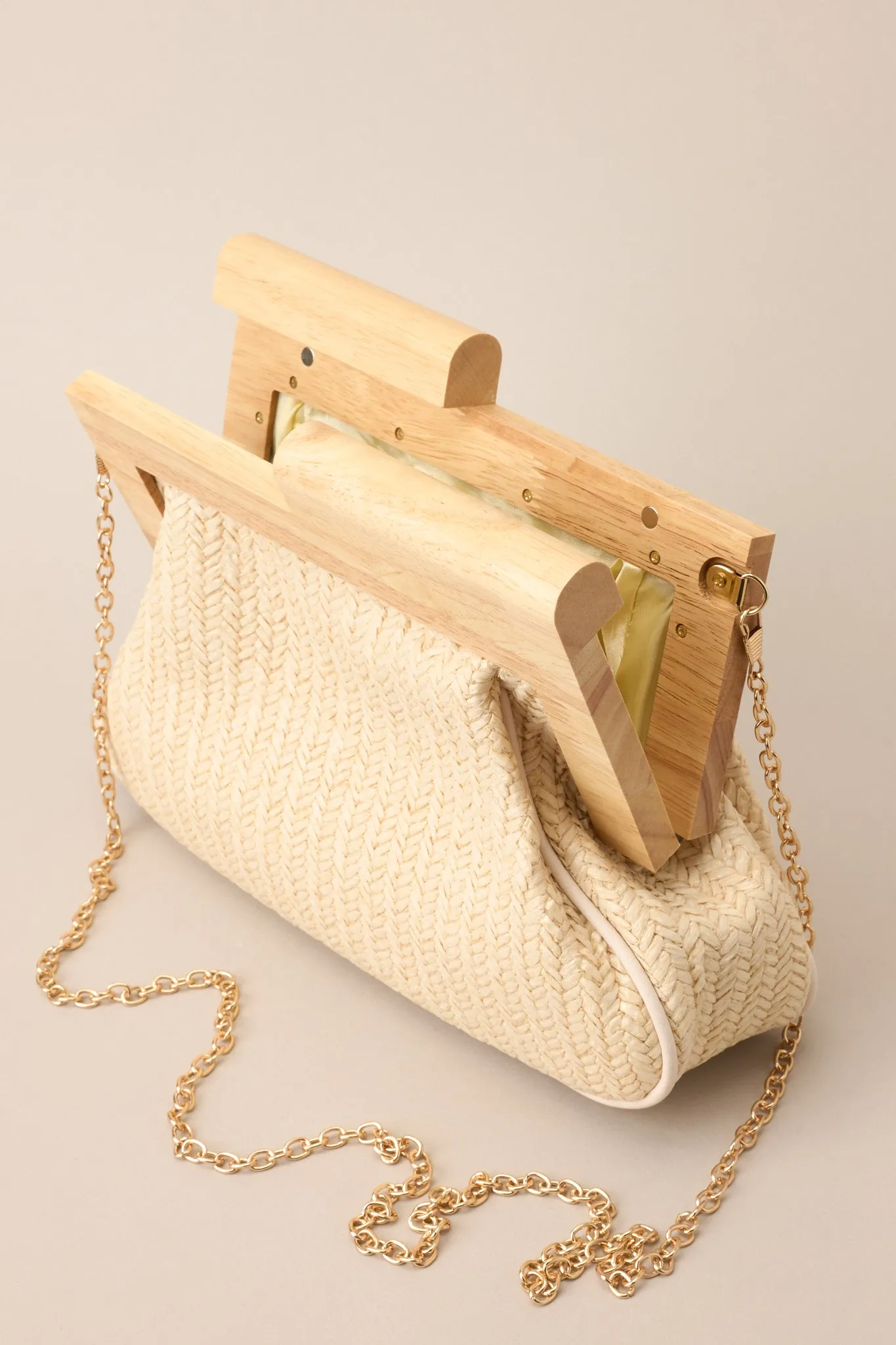 Sunbeam Ivory Wood Convertible Rattan Clutch