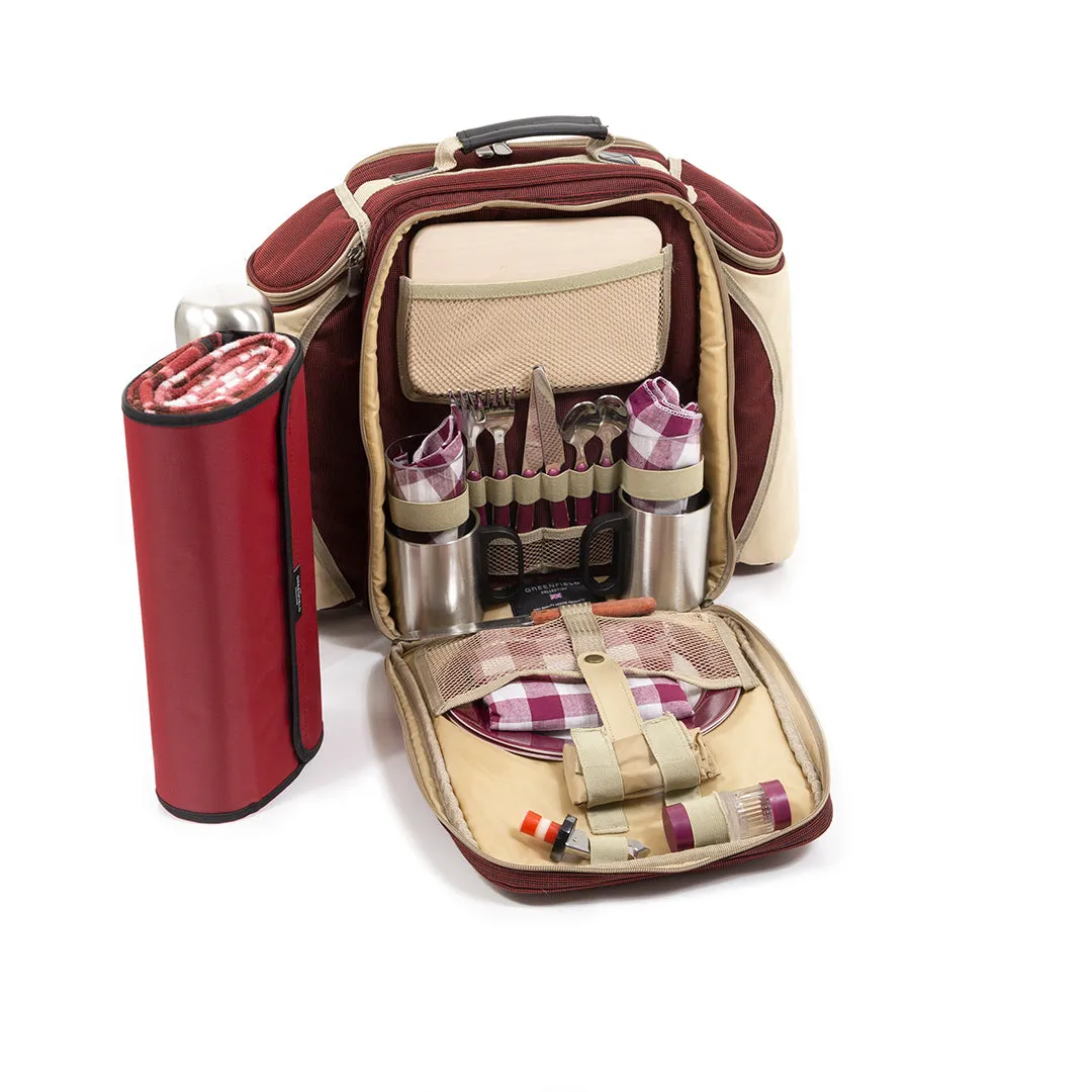 Super Deluxe Picnic Backpack Hamper for Two People with Matching Picnic Blanket