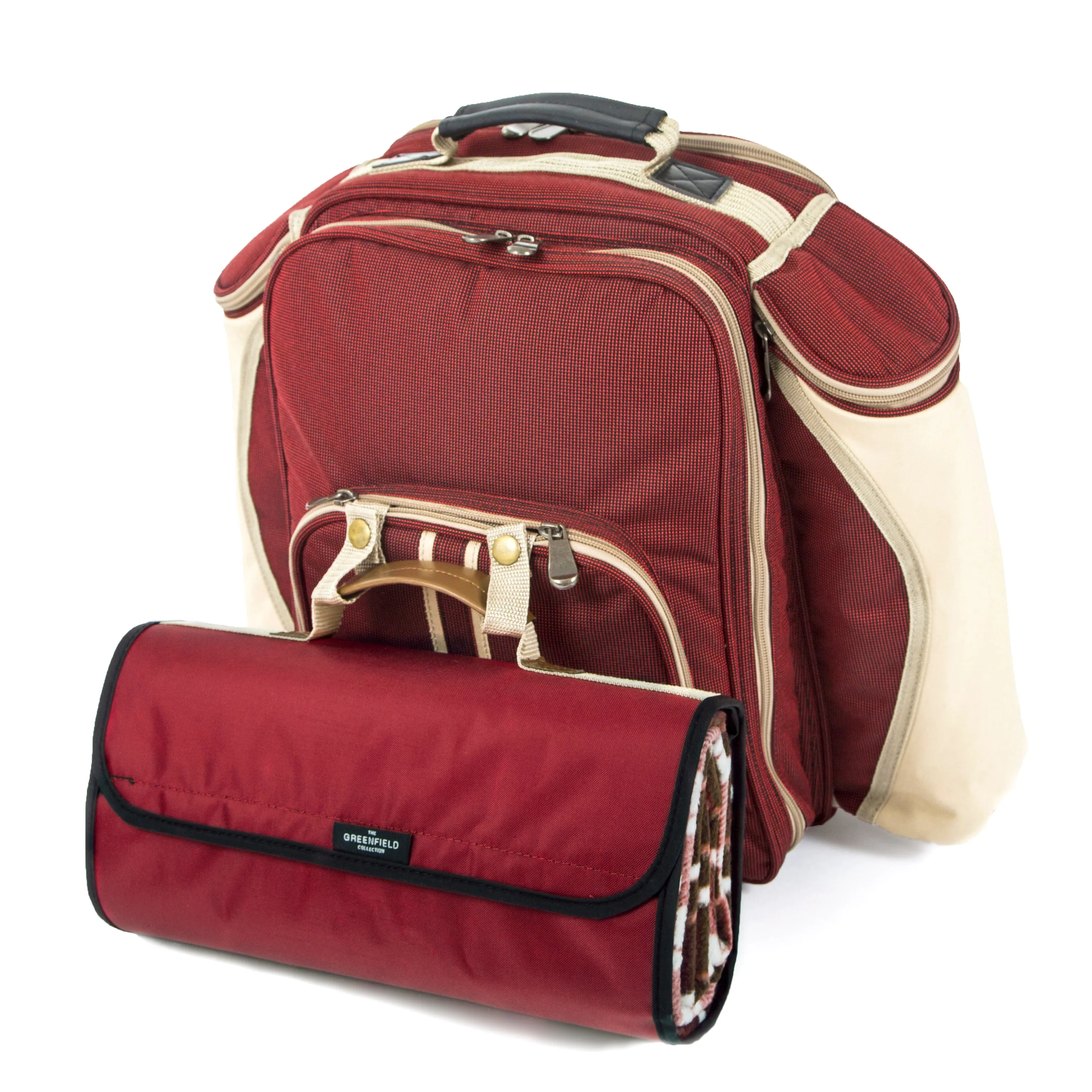 Super Deluxe Picnic Backpack Hamper for Two People with Matching Picnic Blanket