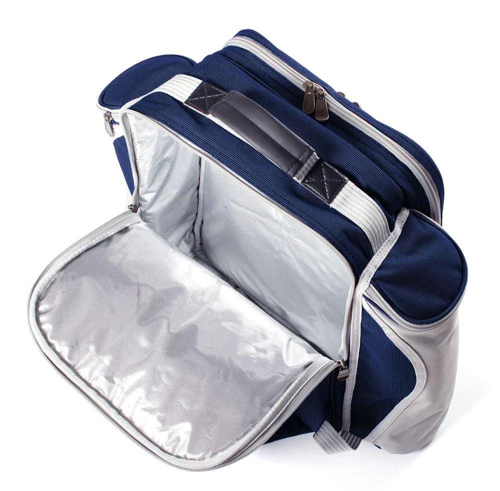 Super Deluxe Picnic Backpack Hamper for Two People with Matching Picnic Blanket