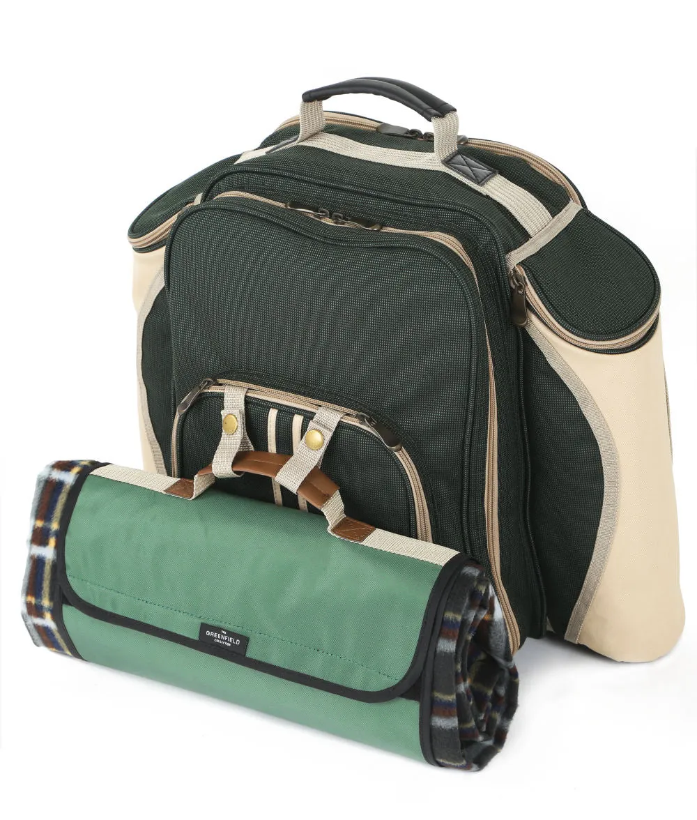 Super Deluxe Picnic Backpack Hamper for Two People with Matching Picnic Blanket