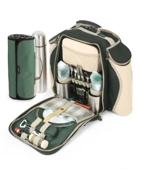 Super Deluxe Picnic Backpack Hamper for Two People with Matching Picnic Blanket