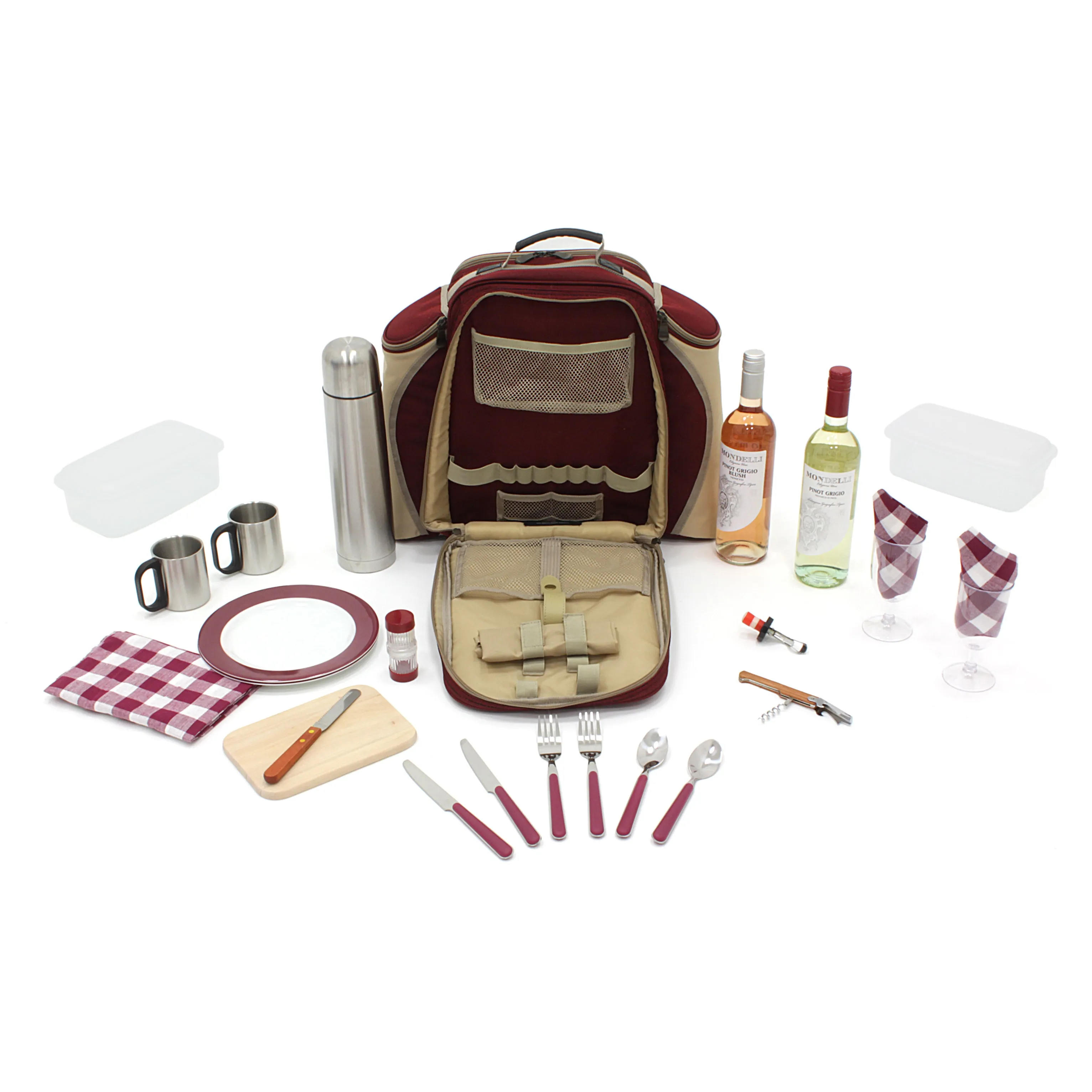 Super Deluxe Picnic Backpack Hamper for Two People with Matching Picnic Blanket