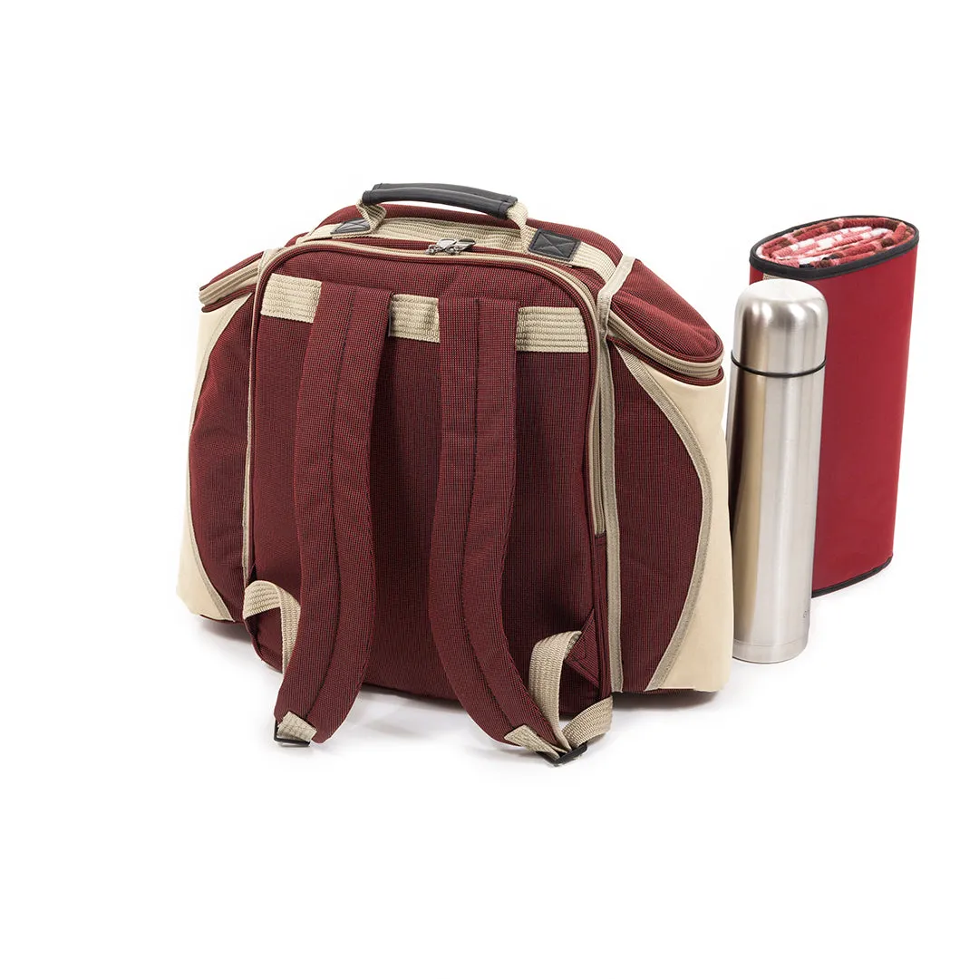 Super Deluxe Picnic Backpack Hamper for Two People with Matching Picnic Blanket