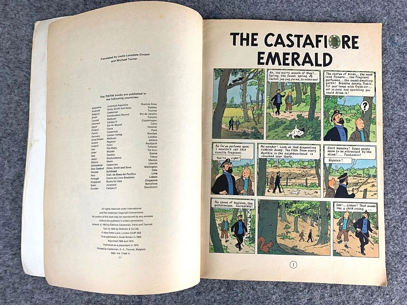 The Castafiore Emerald - Tintin Methuen 1st UK Paperback Edition Book 1970s