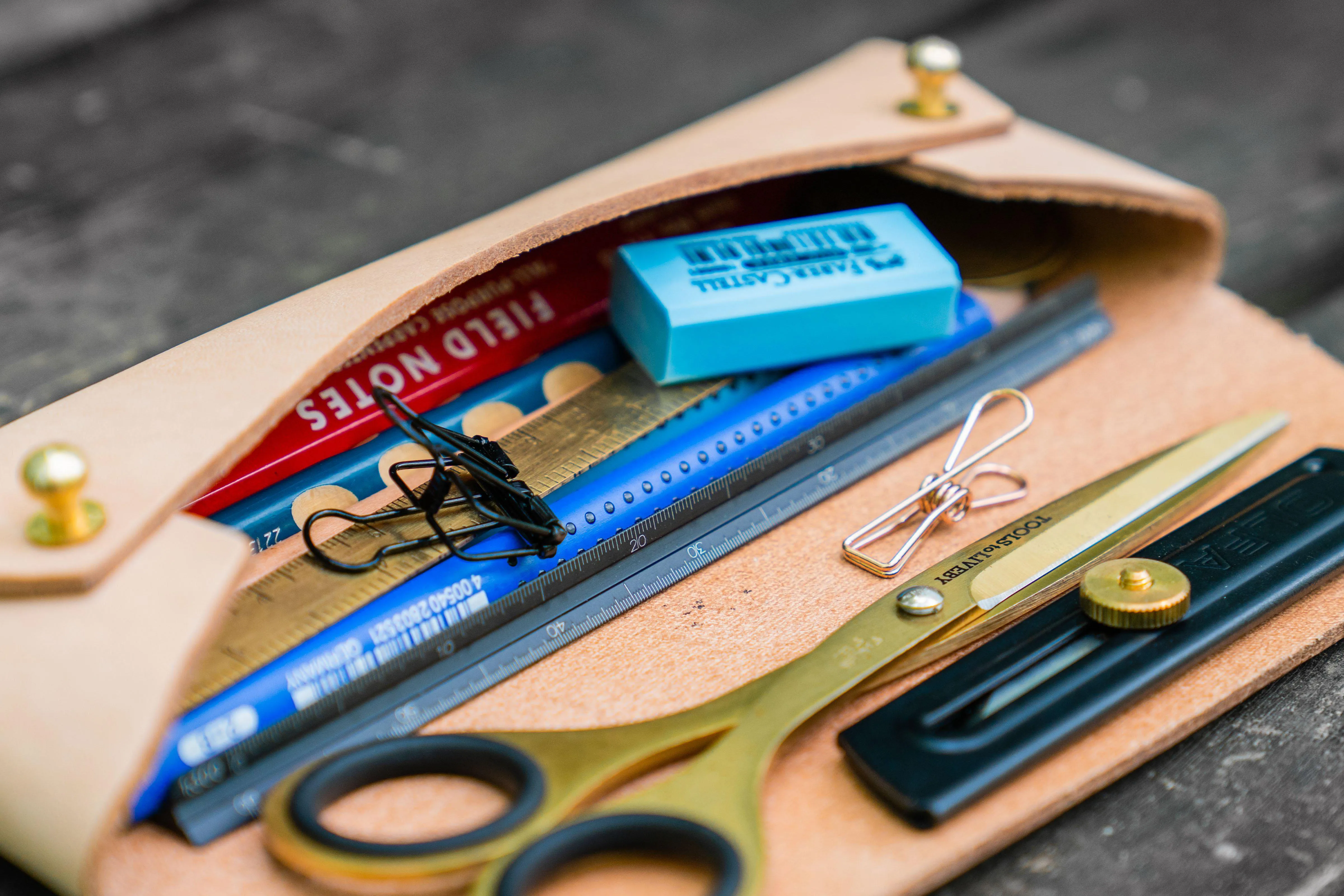 The Student Leather Pencil Case - Undyed Leather