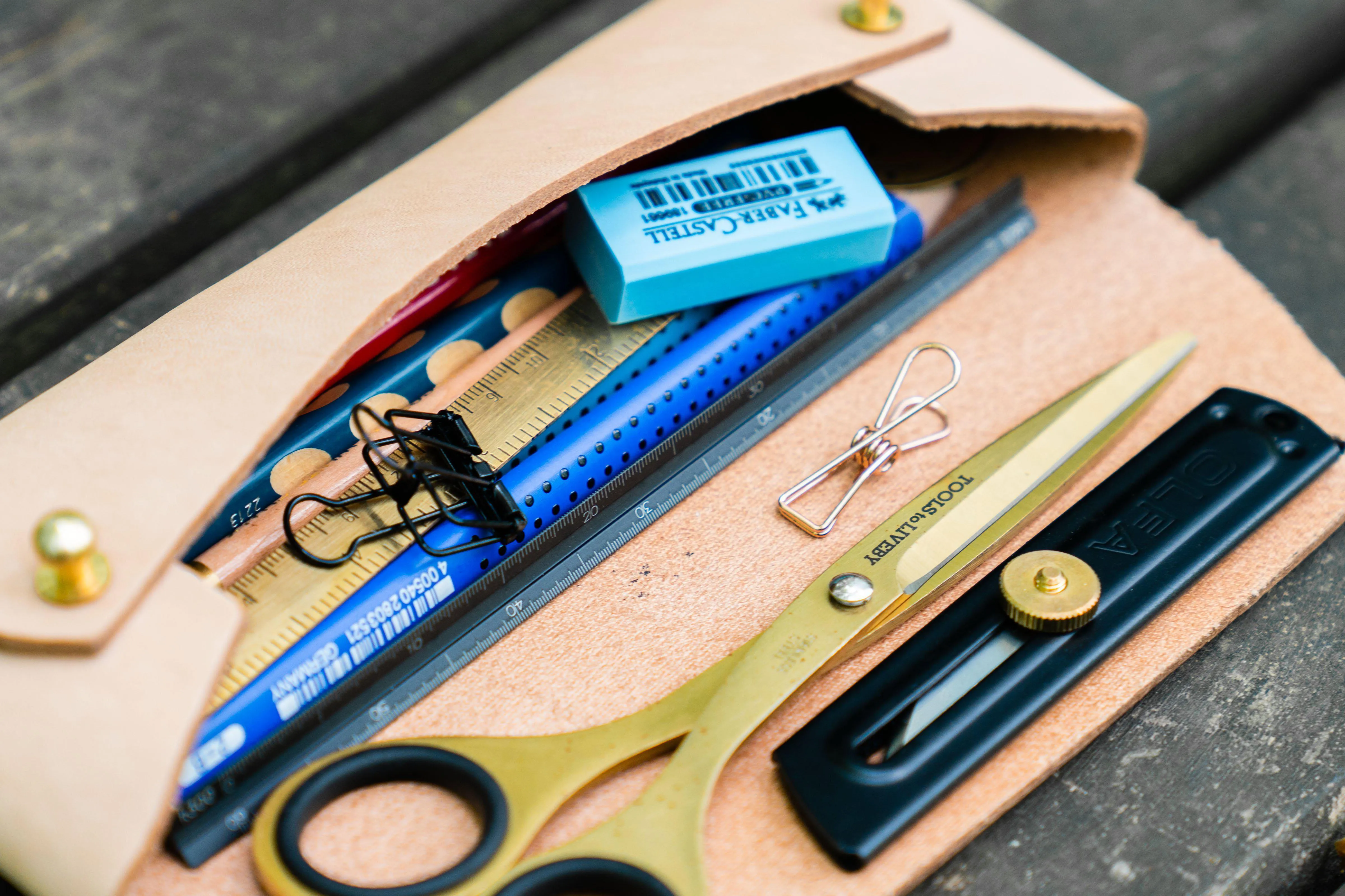 The Student Leather Pencil Case - Undyed Leather