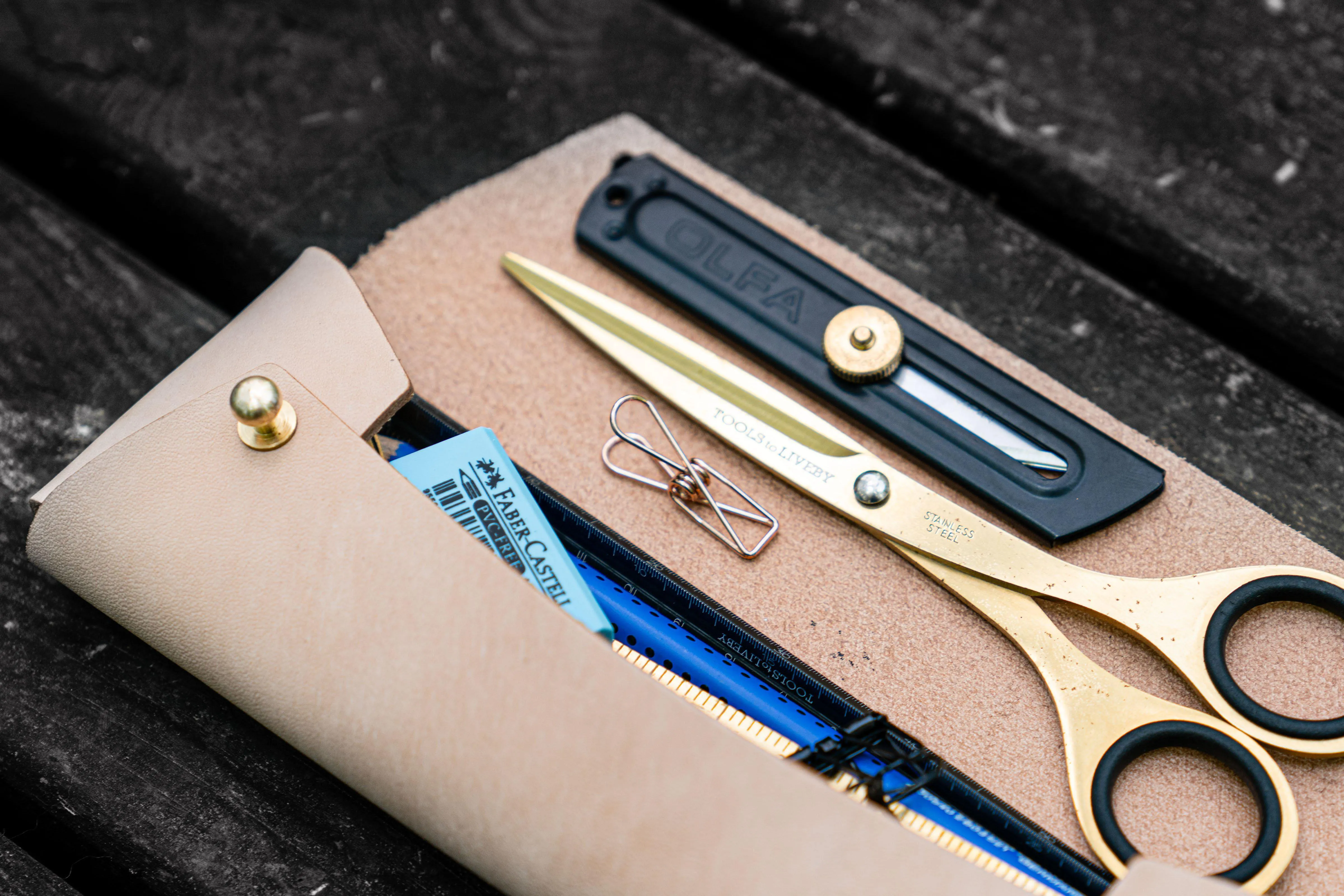 The Student Leather Pencil Case - Undyed Leather