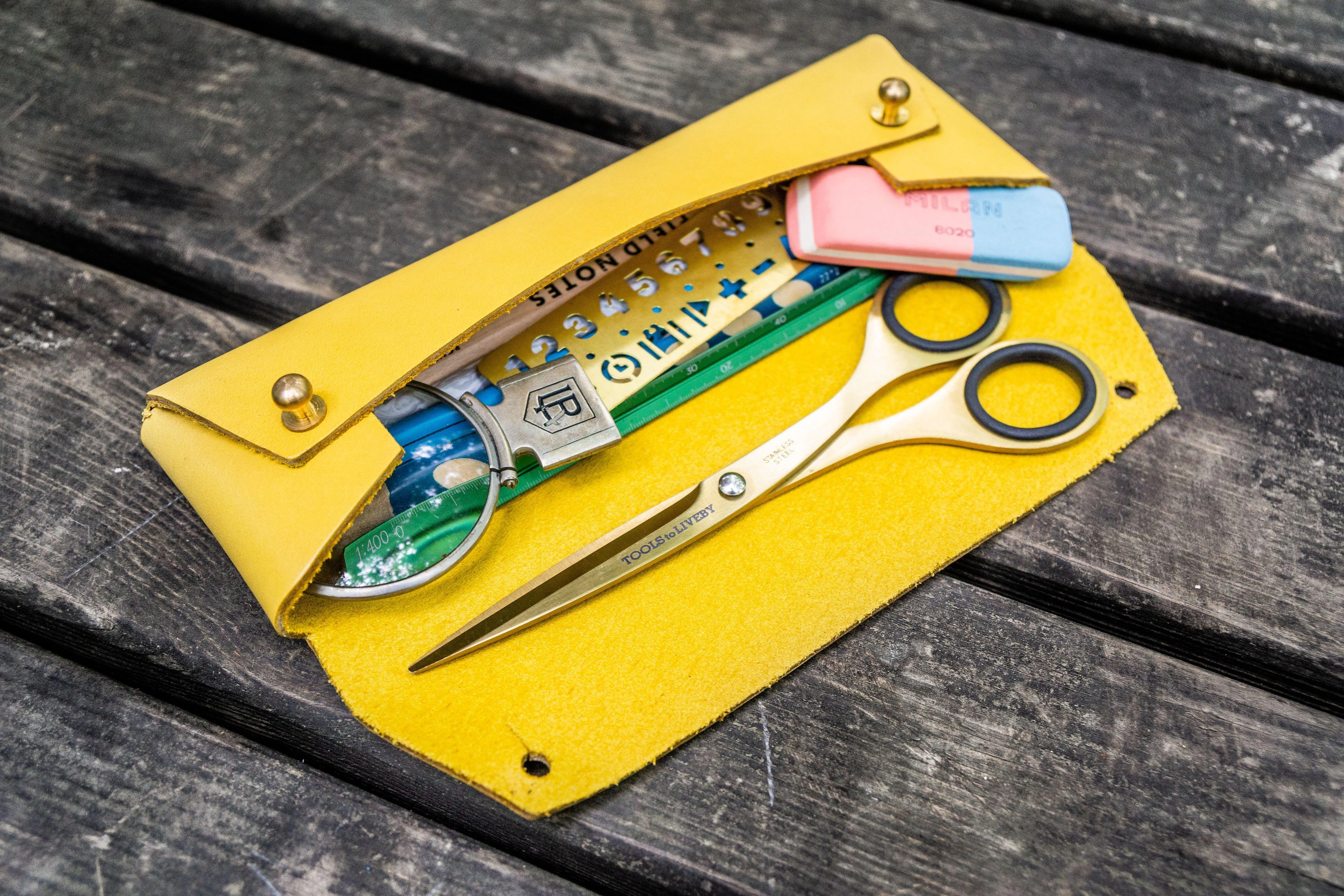 The Student Leather Pencil Case - Yellow