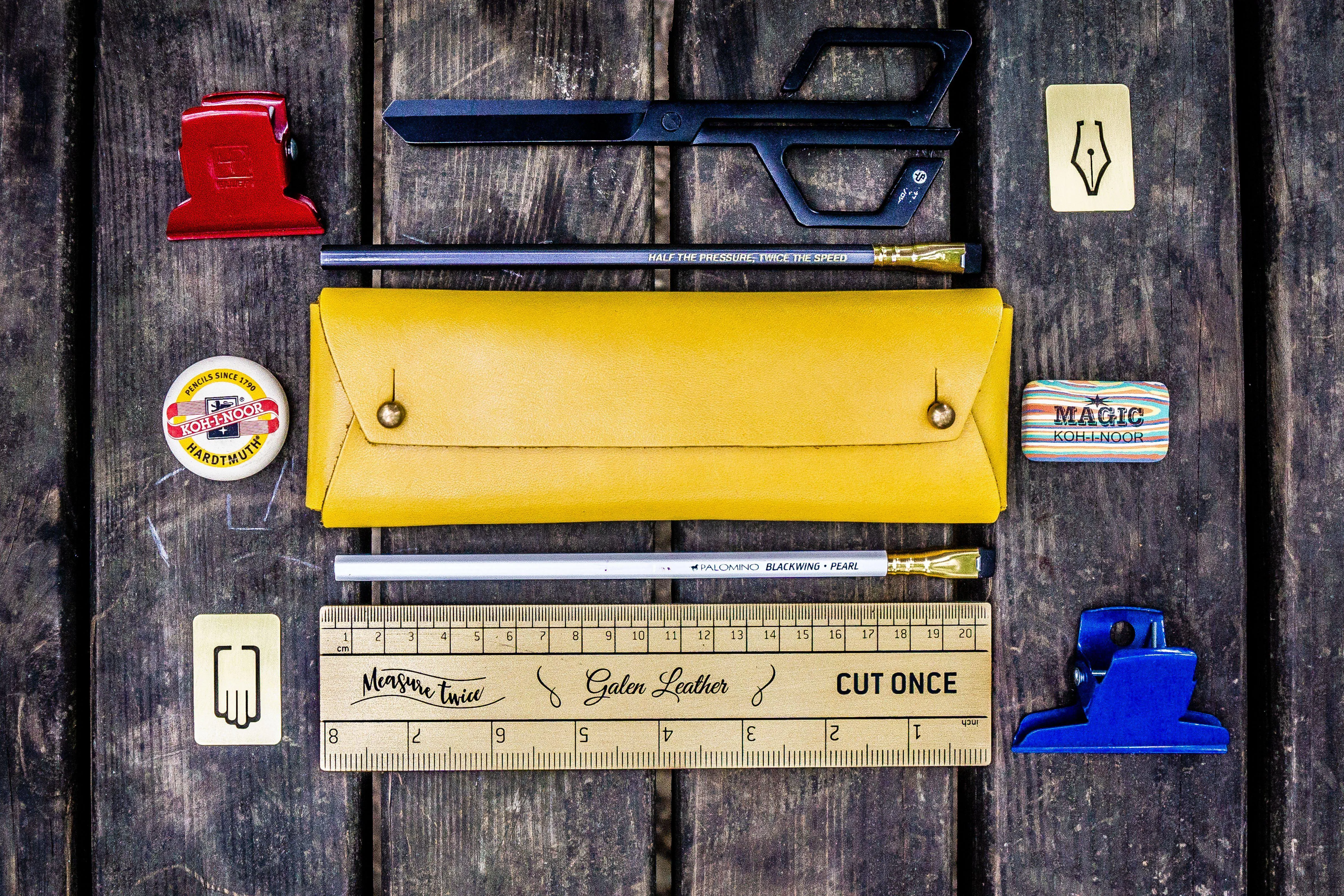 The Student Leather Pencil Case - Yellow