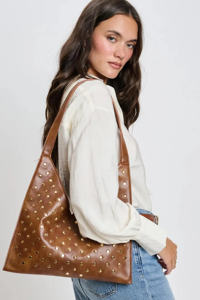 Tori Studded Hobo - Chocolate