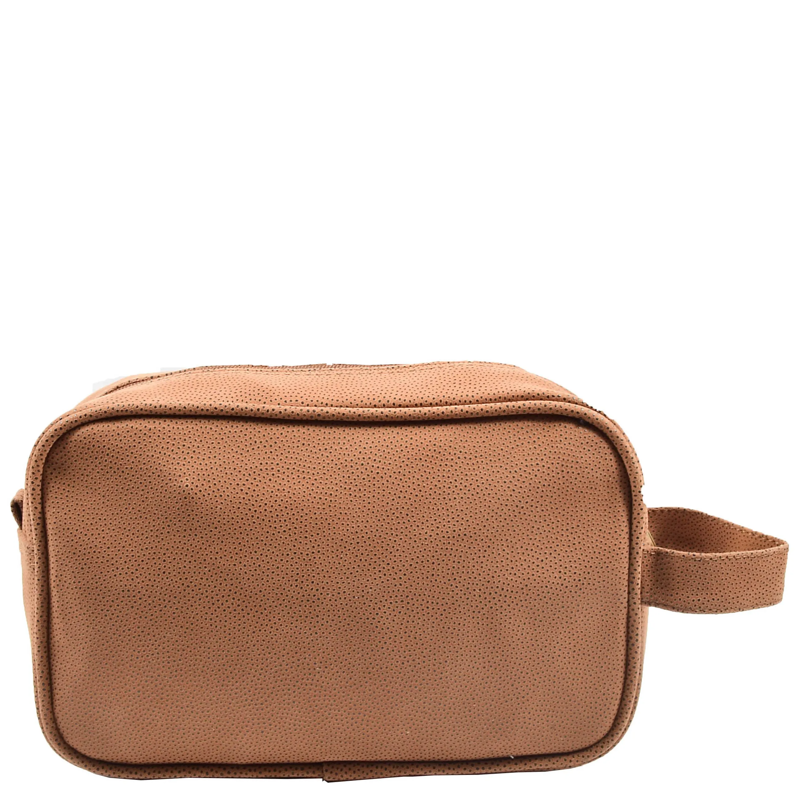 Travel Wash Bag Faux Leather Toiletry Bags A282 Camel