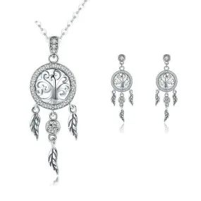 'Tree of Life Dream Catcher' Sterling Silver and CZ Jewellery Set