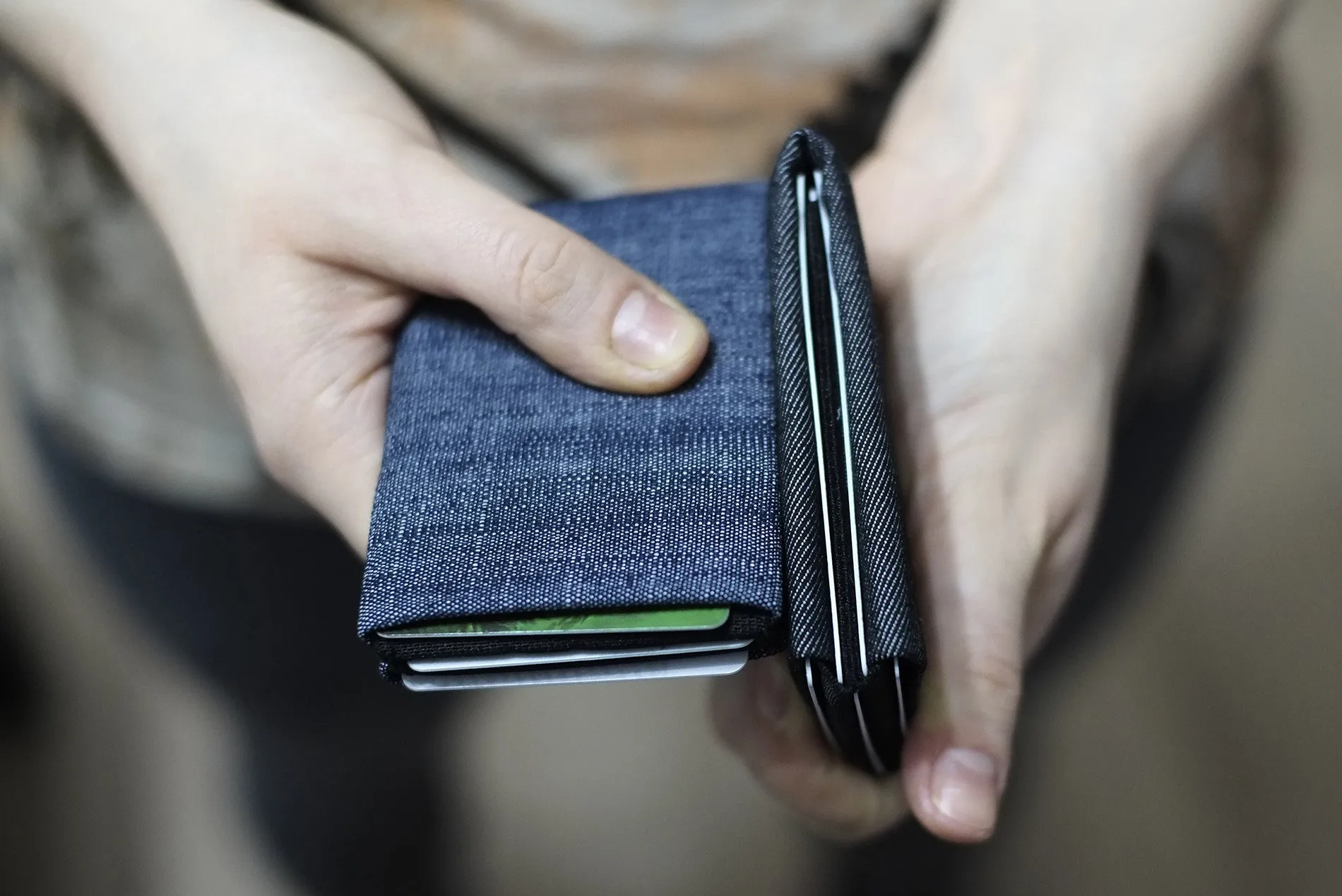 Upgrade Your Everyday Carry with Our Vegan Denim Minimalist Wallet Collection -  FULL RFID blocking