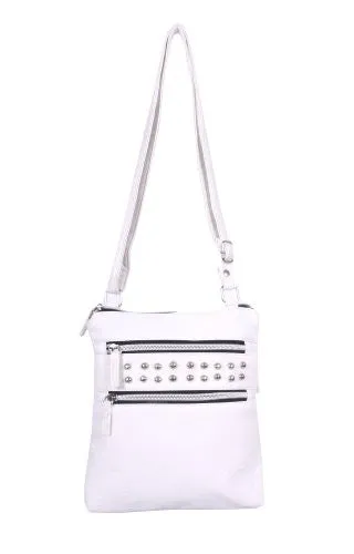 Valentina Studded Double Zipped Cross Body Bag