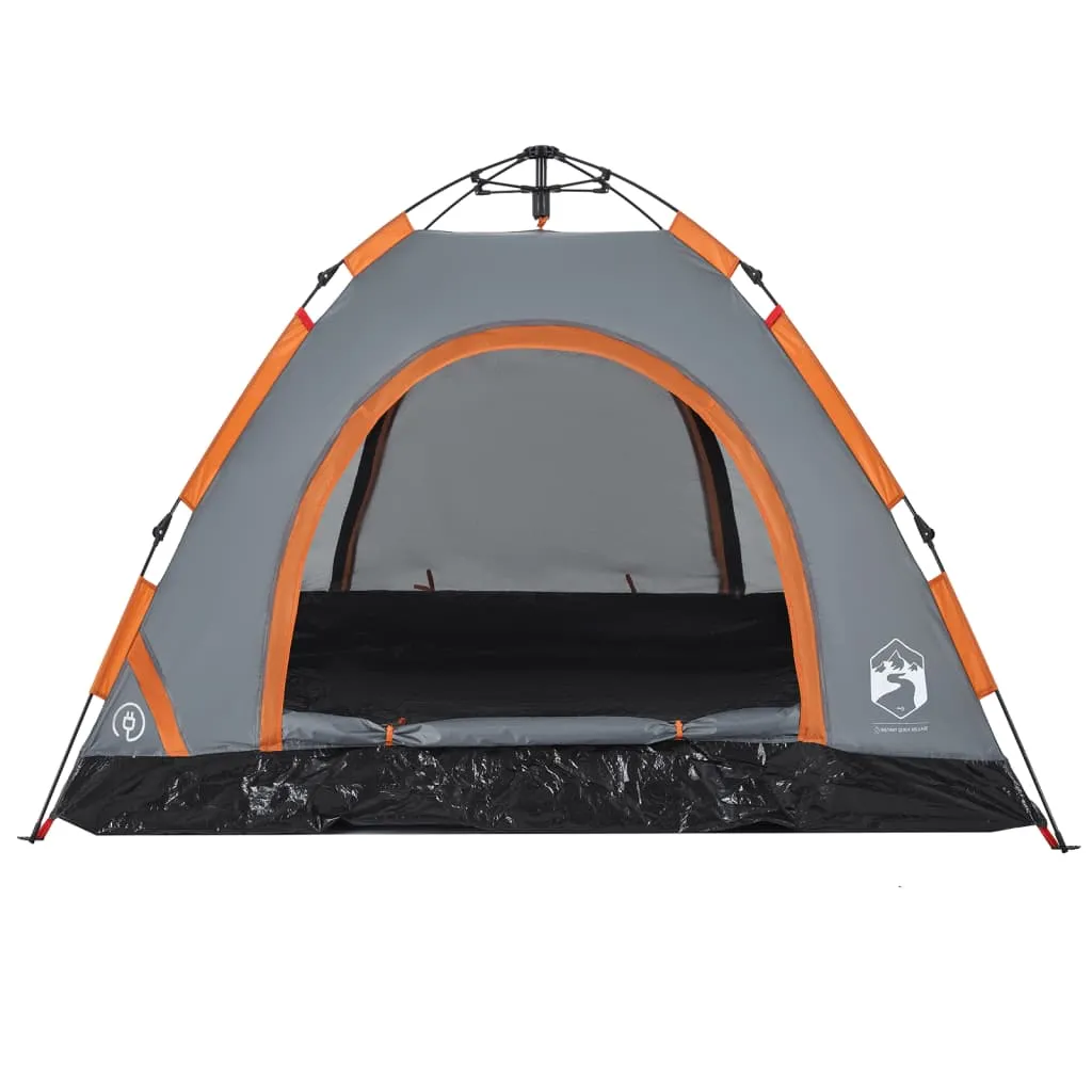 vidaXL Camping Tent 3-Person Grey and Orange Quick Release