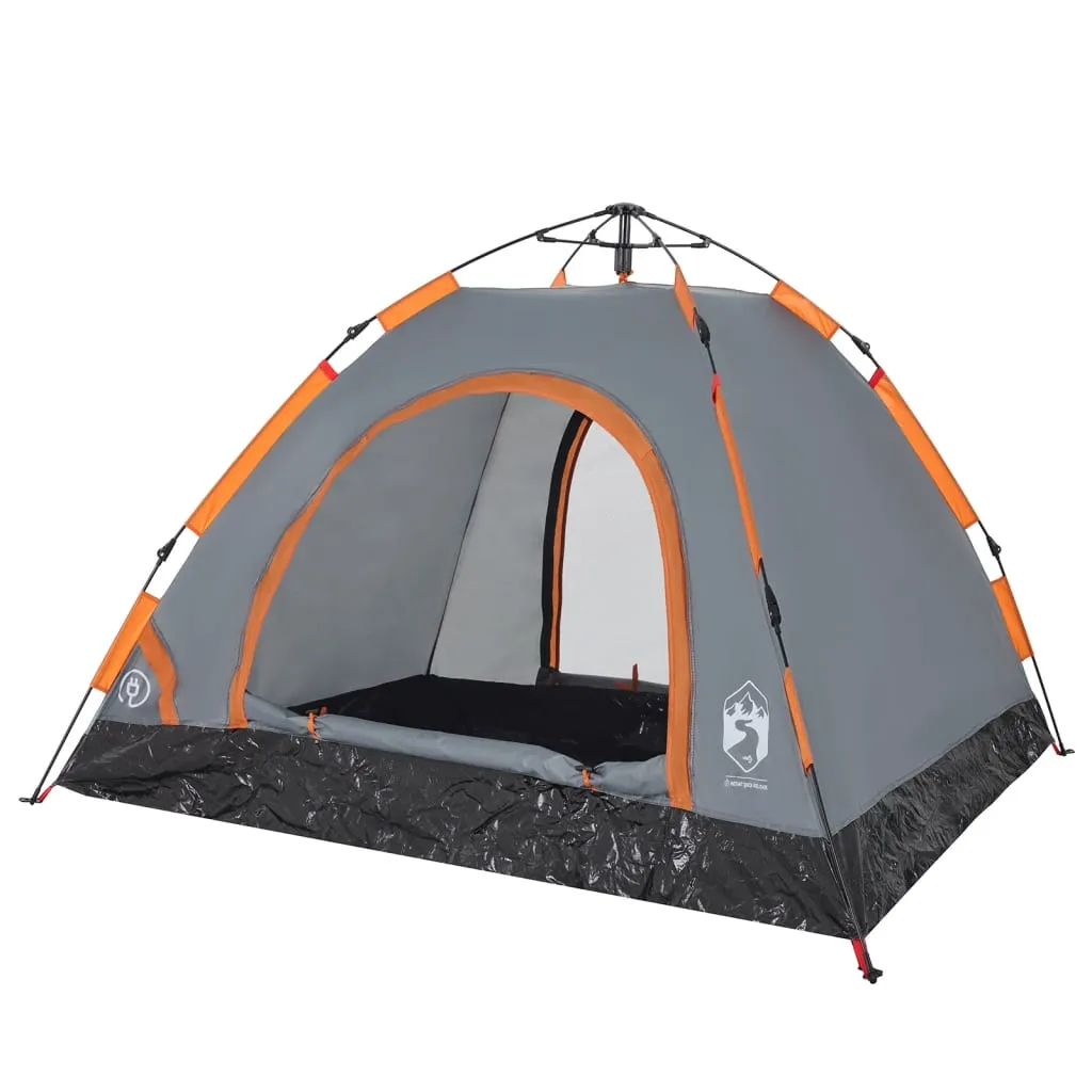 vidaXL Camping Tent 3-Person Grey and Orange Quick Release