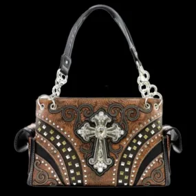 Western Studded Rhinestone Cross Shoulder Bag-BRO