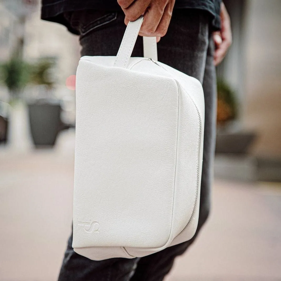 White Leather Toiletry Bag