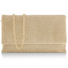 Whiting & Davis Gemma Clutch-Gold