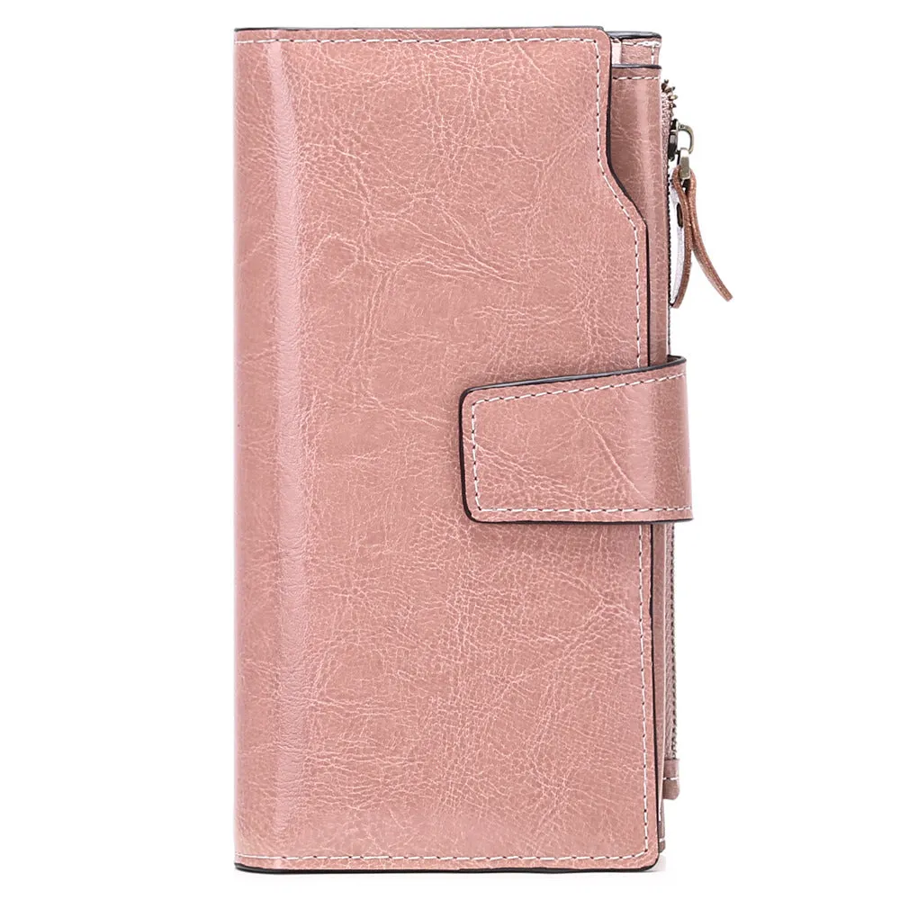 Women Leather Long Wallet with Cellphone Pocket 5156