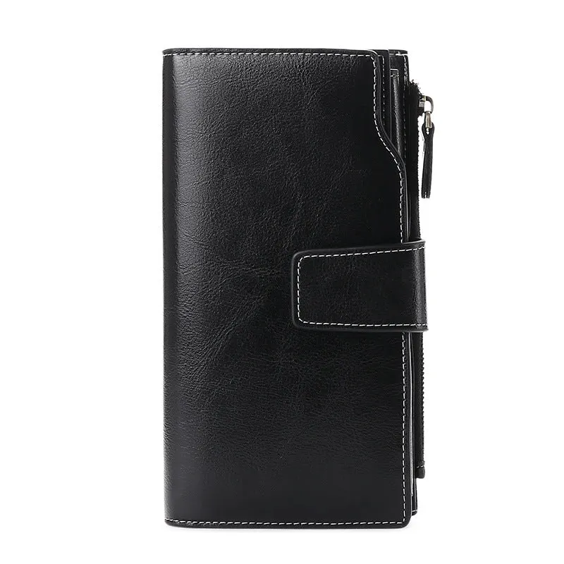 Women Leather Long Wallet with Cellphone Pocket 5156