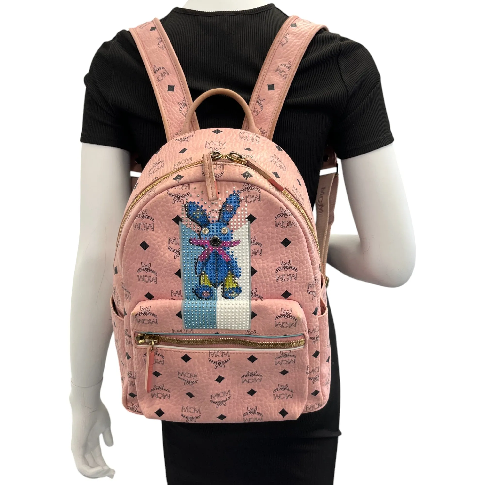 Women's Studded Stark Rabbit Backpack Pink