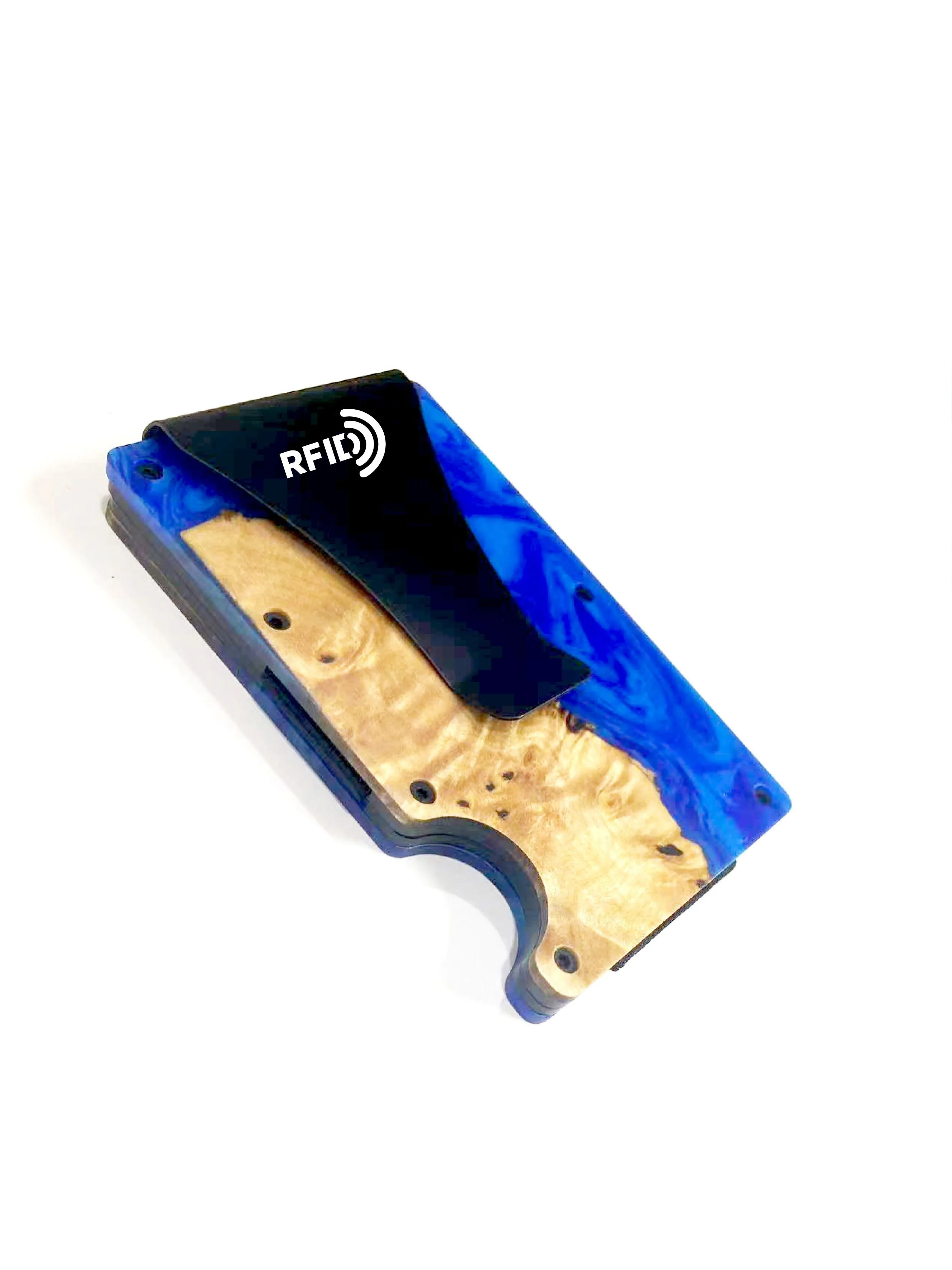 Wood and Resin Smart Wallet (Royal Blue   Light Blue)