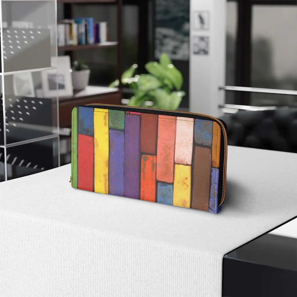 Wristlet Phone Wallet, Multicolor Colorblock Brick Style Purse