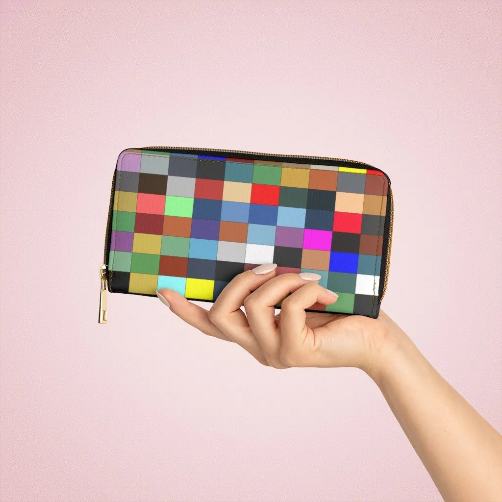 Wristlet Phone Wallet, Multicolor Colorblock Style Purse