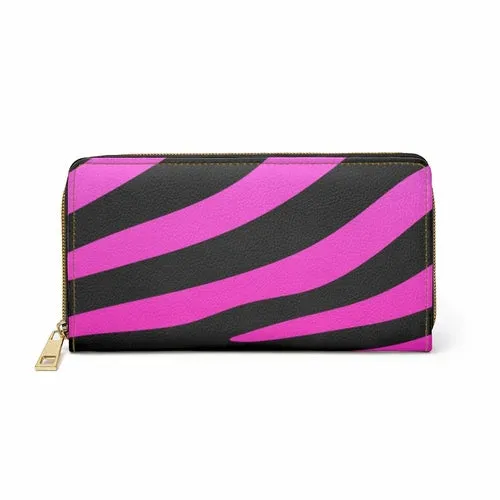 Wristlet Phone Wallet, Purple and Black Zebra Stripe Style Purse