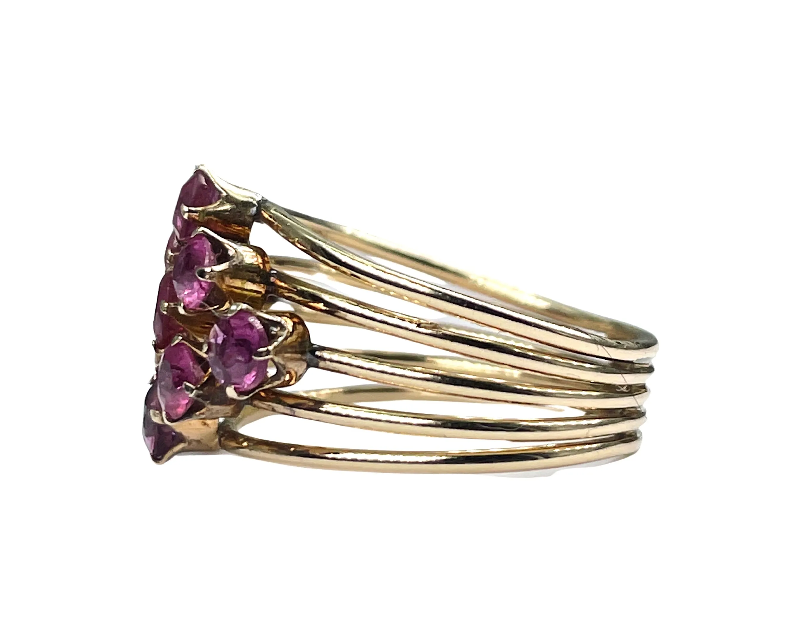 Yellow Gold Ruby Cluster Ring (Authentic Pre-Owned)