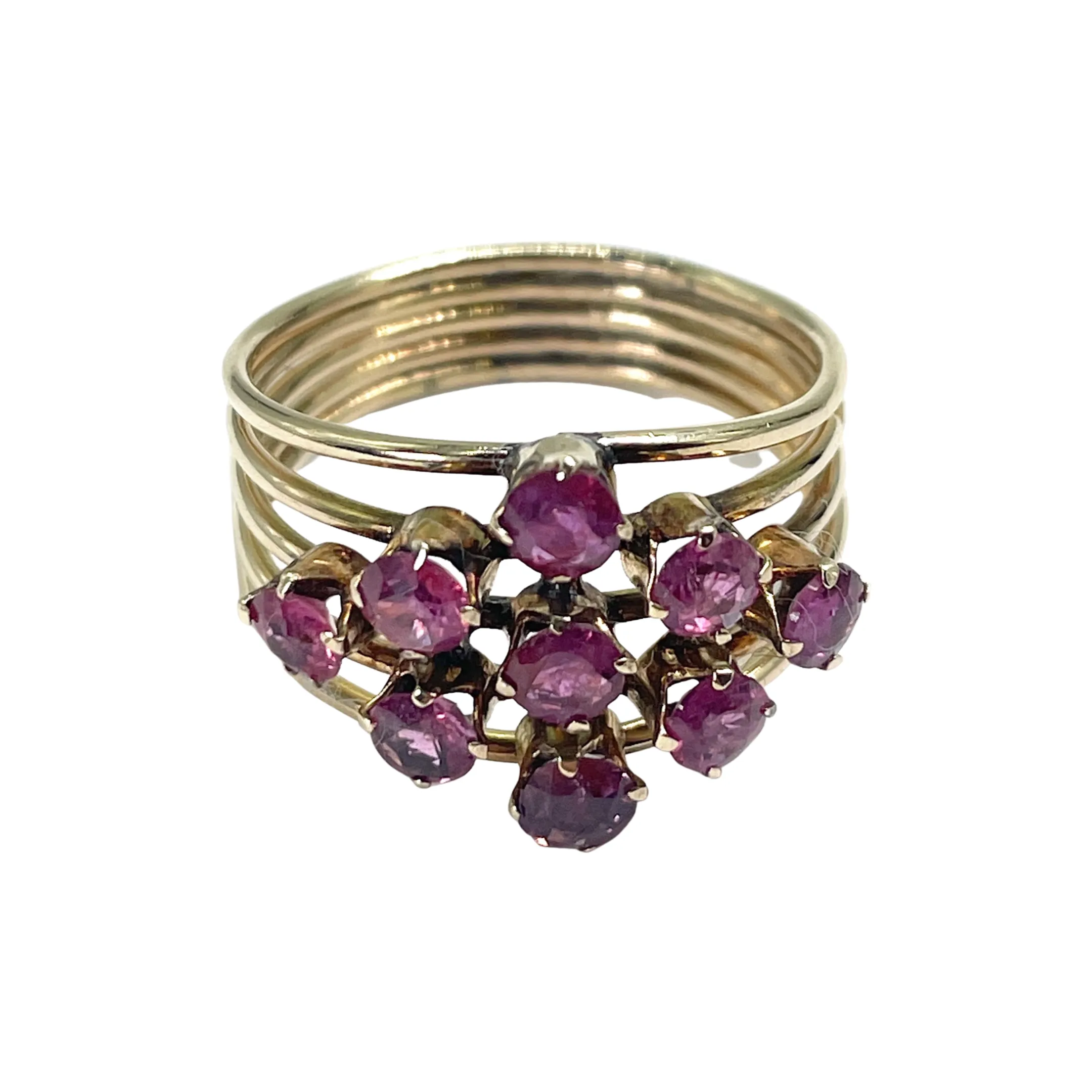 Yellow Gold Ruby Cluster Ring (Authentic Pre-Owned)