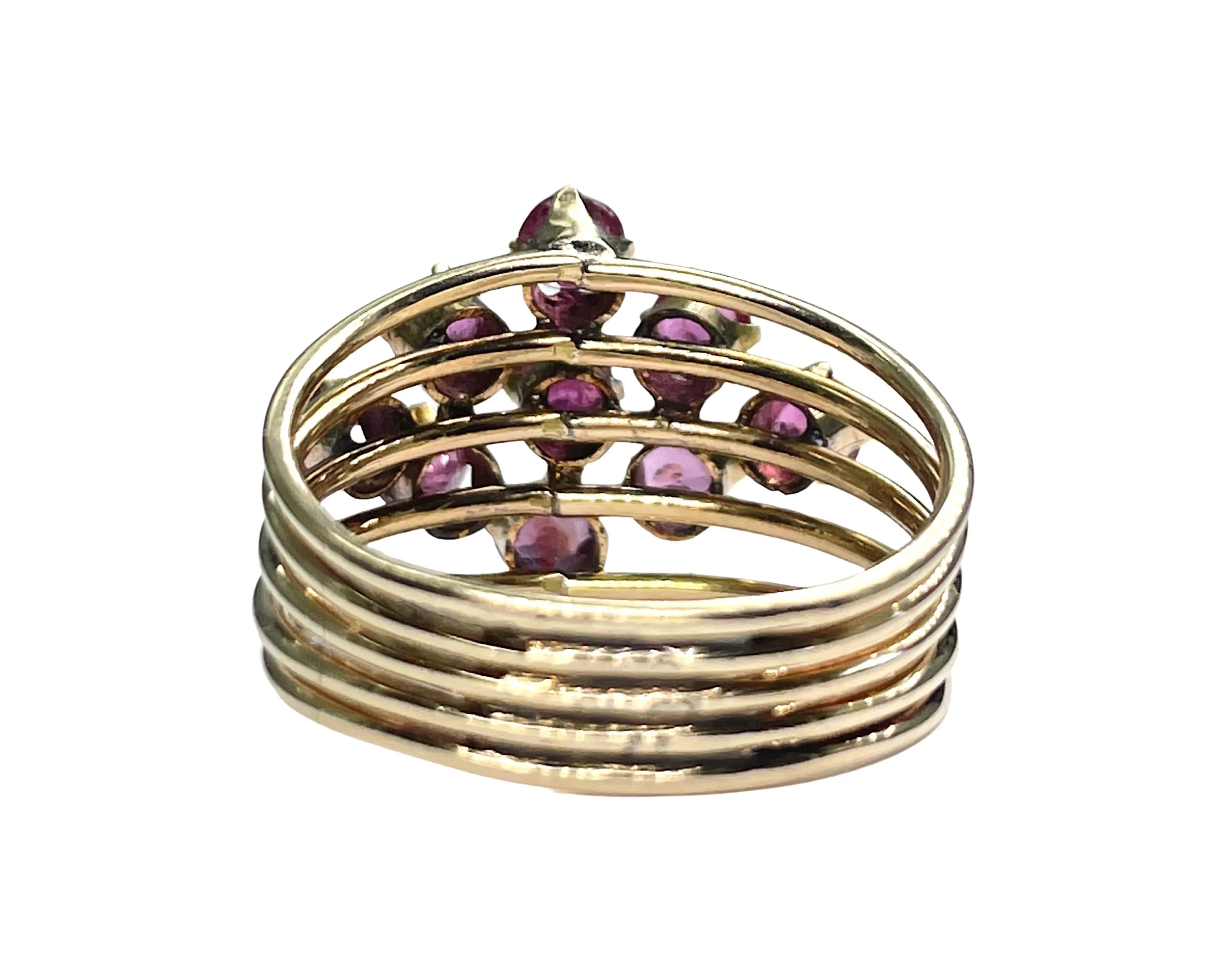 Yellow Gold Ruby Cluster Ring (Authentic Pre-Owned)