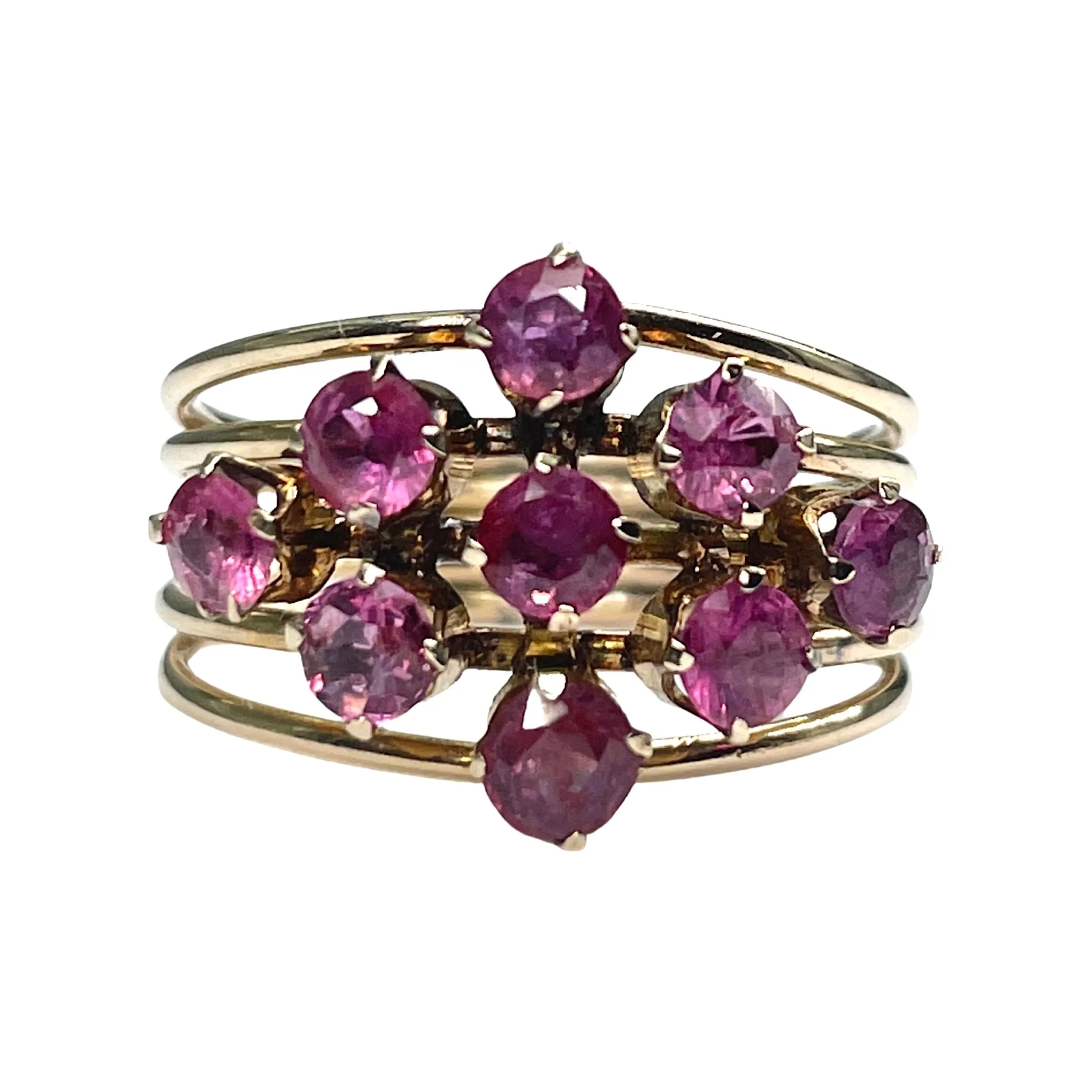 Yellow Gold Ruby Cluster Ring (Authentic Pre-Owned)