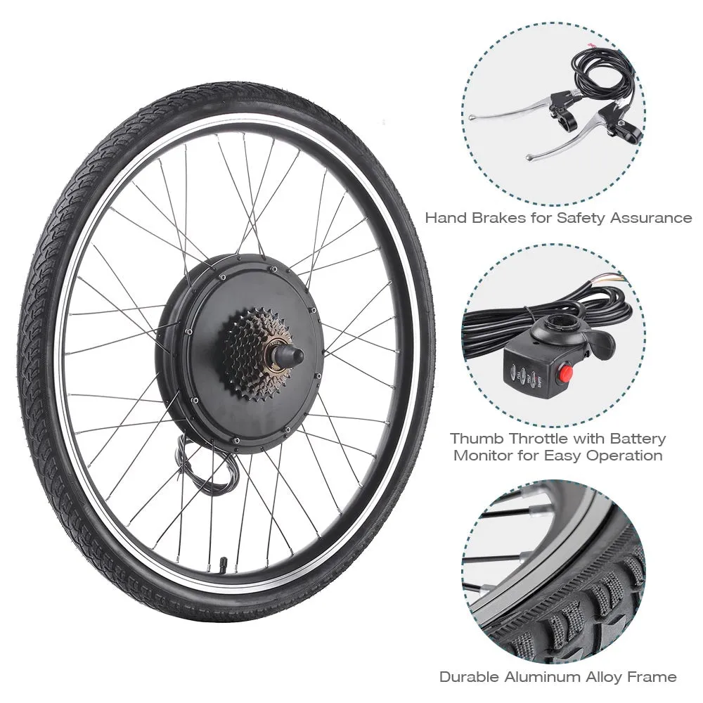 Yescom Brushless Electric Bicycle Engine, 48v 1000w Rear Wheel Hub Motor Kit