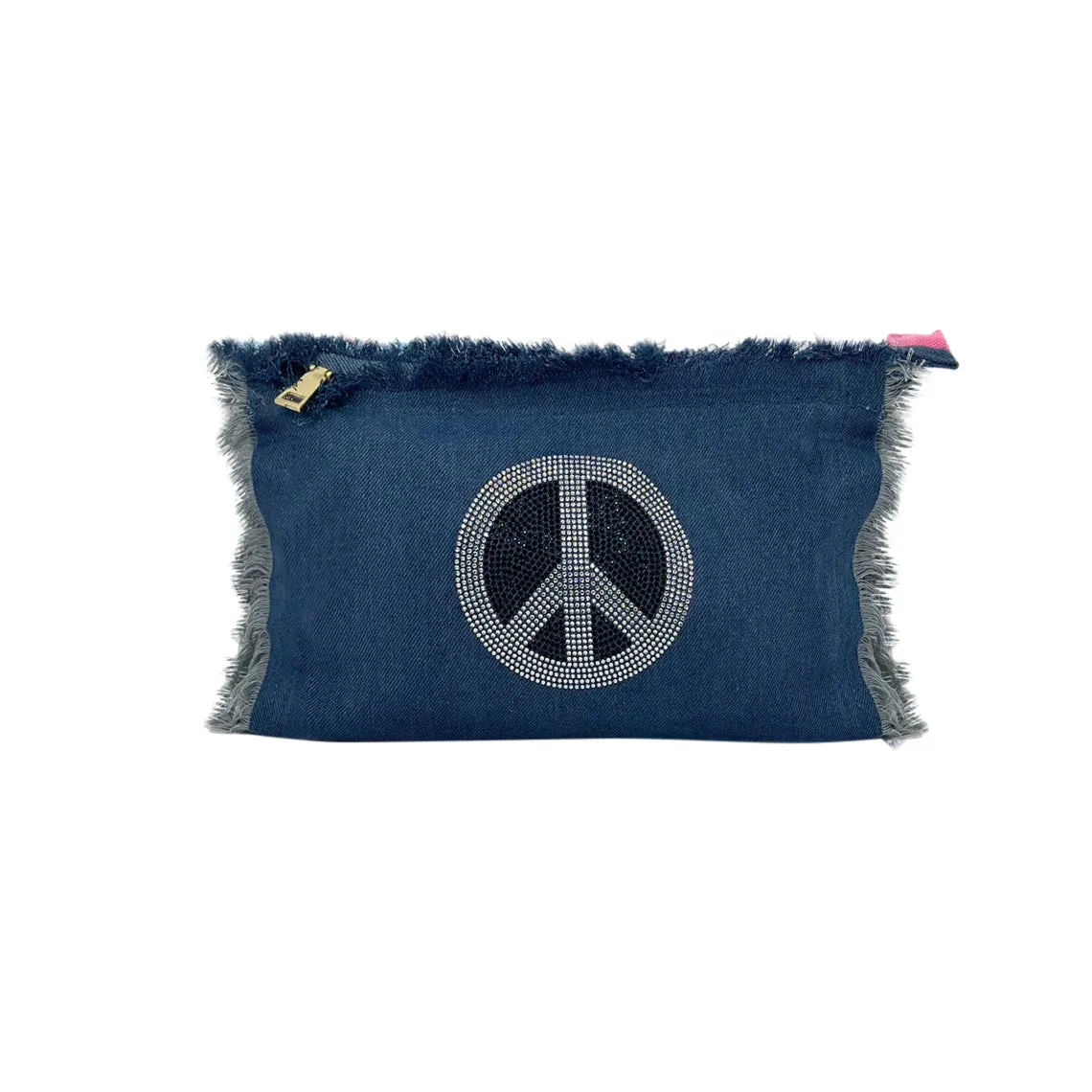 Zip Up Peace Fringe Canvas Pouch