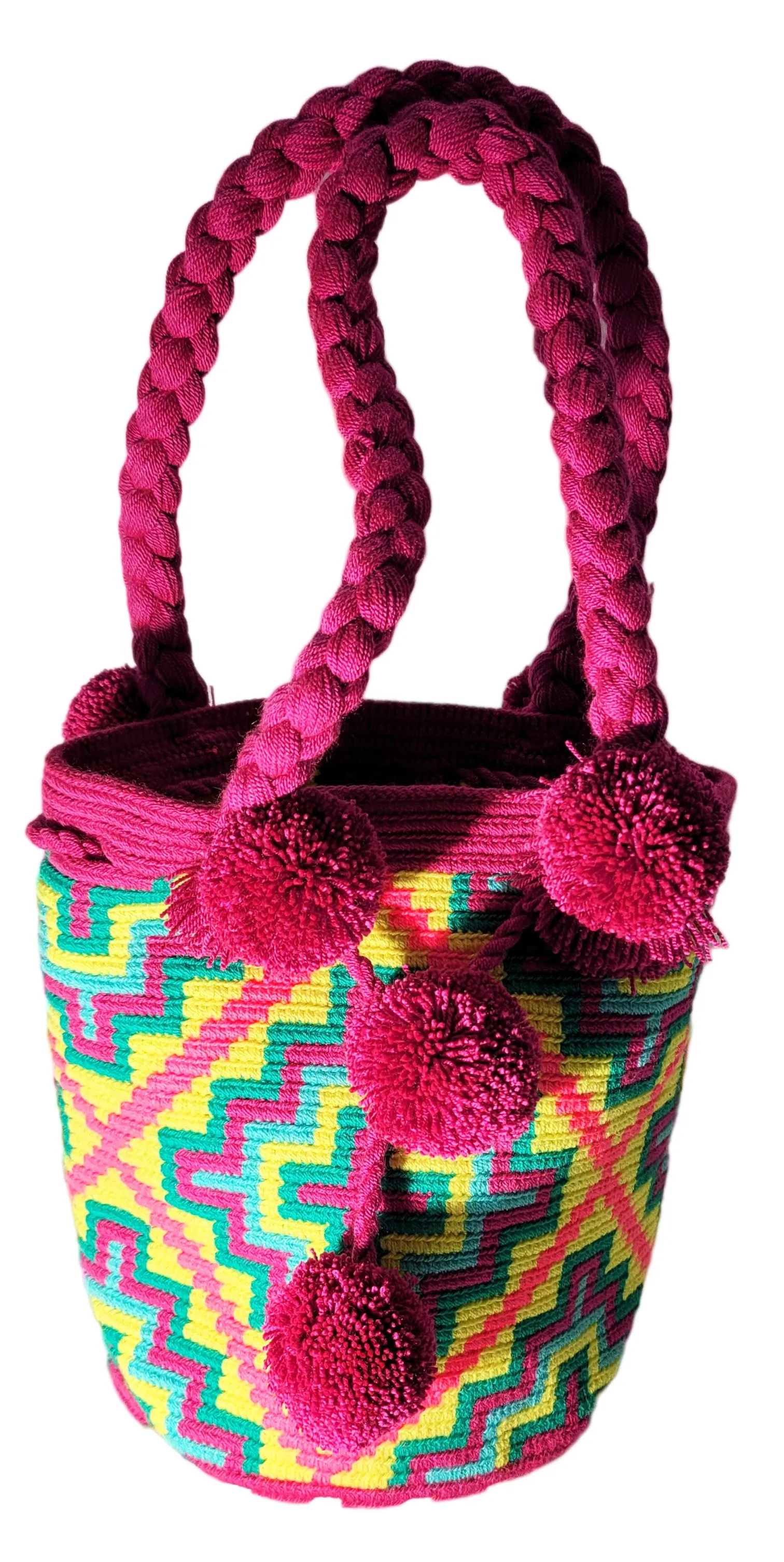 Zoe Medium Short Handle Design PomPom Mochila