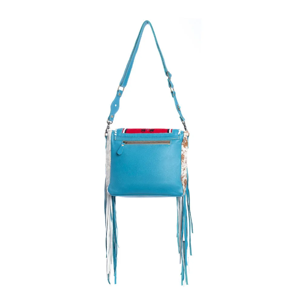 Zunia Leather & Hairon Bag in River Blue