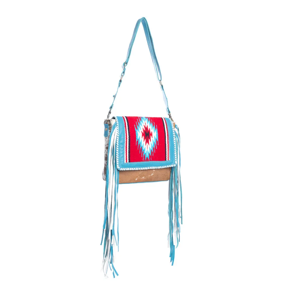 Zunia Leather & Hairon Bag in River Blue